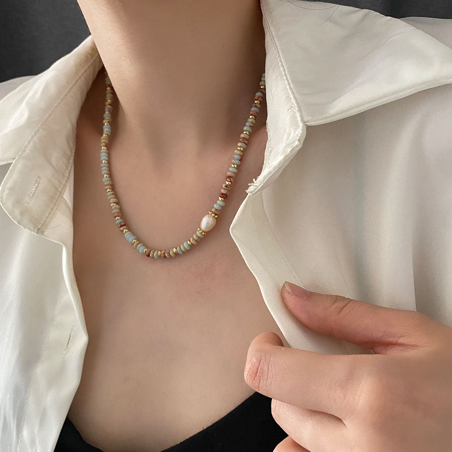 Luxury Minority Elegant Colorful Natural Stone Stringed Necklaces