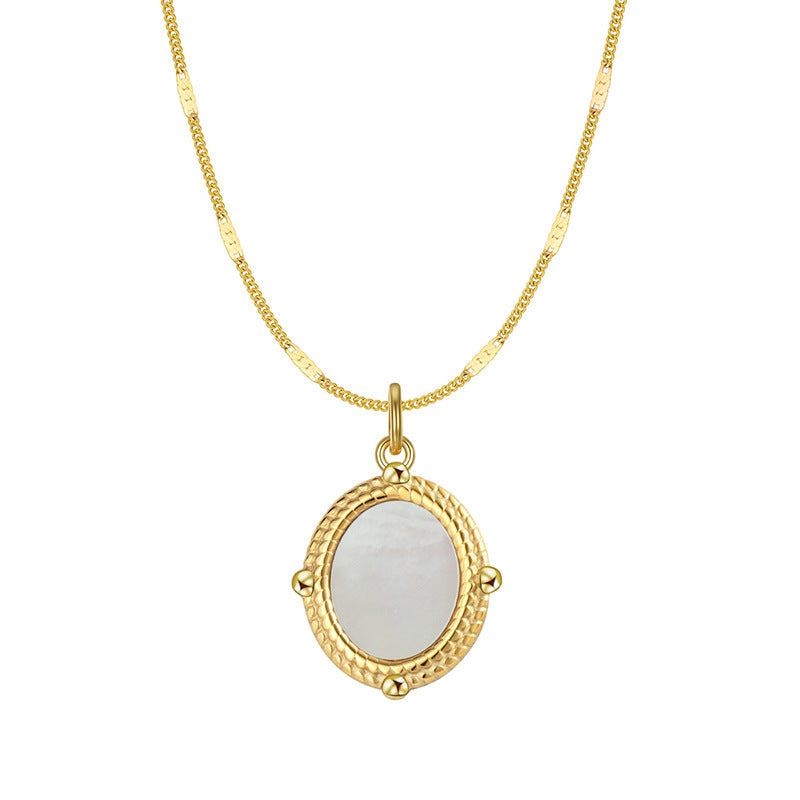 Shell Pearl Titanium Steel Stylish Simple Versatile Rose Necklaces