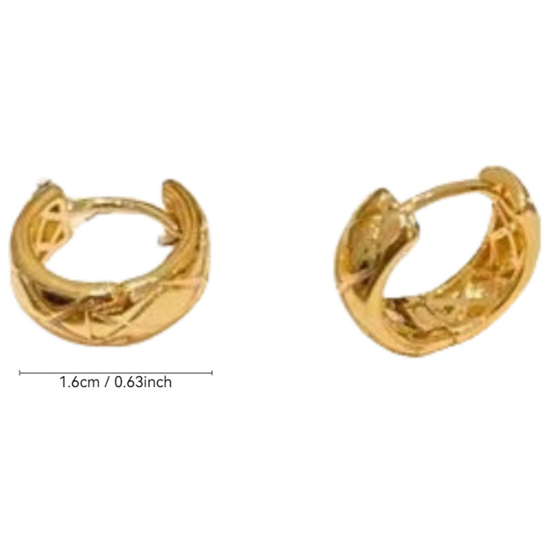 Women's Diamond Plaid Small Circle Light Luxury High-grade Temperament Ear Clip Earrings