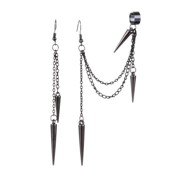 Long Short Rivet Ear Clip Fashion Stud Earrings