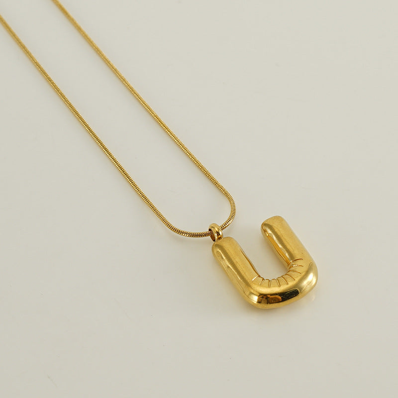 Bubble Letter Snake Bones Chain Titanium Steel Necklaces