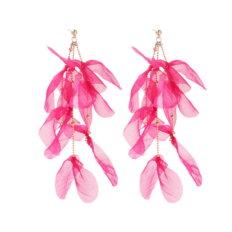Women's Fabric Handmade Fashion Design Long Fairy Earrings