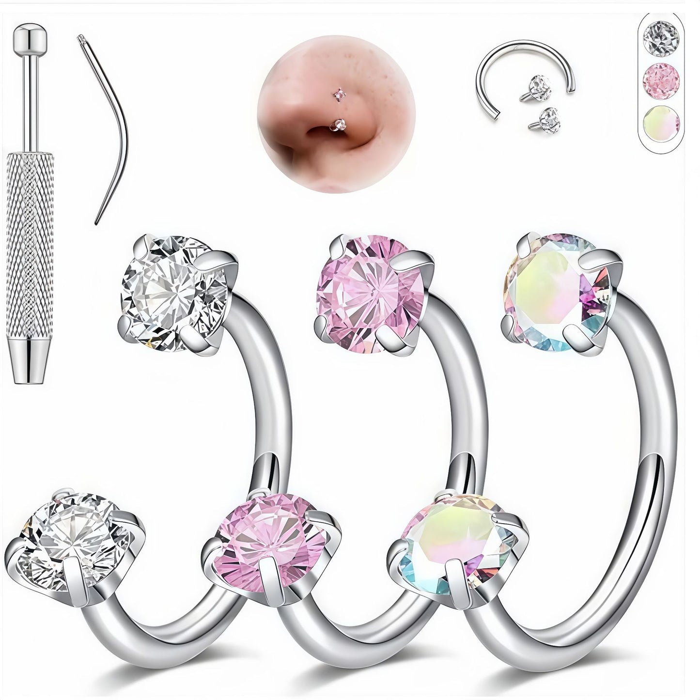 Earings Horseshoe Nose Rod Lip Eyebrow Rings
