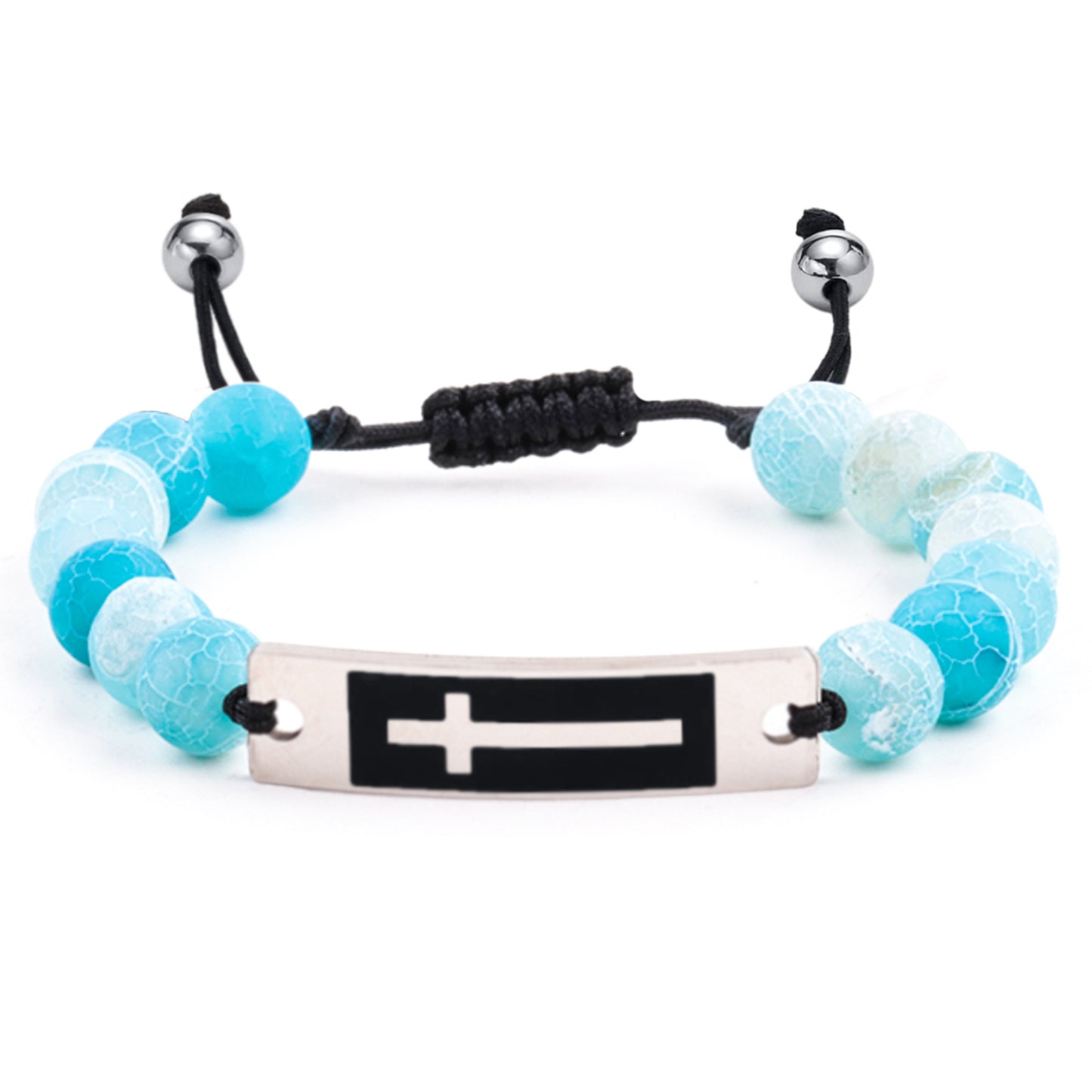 Men's Stone Beads Gift Stainless Steel Black Dripping Bracelets