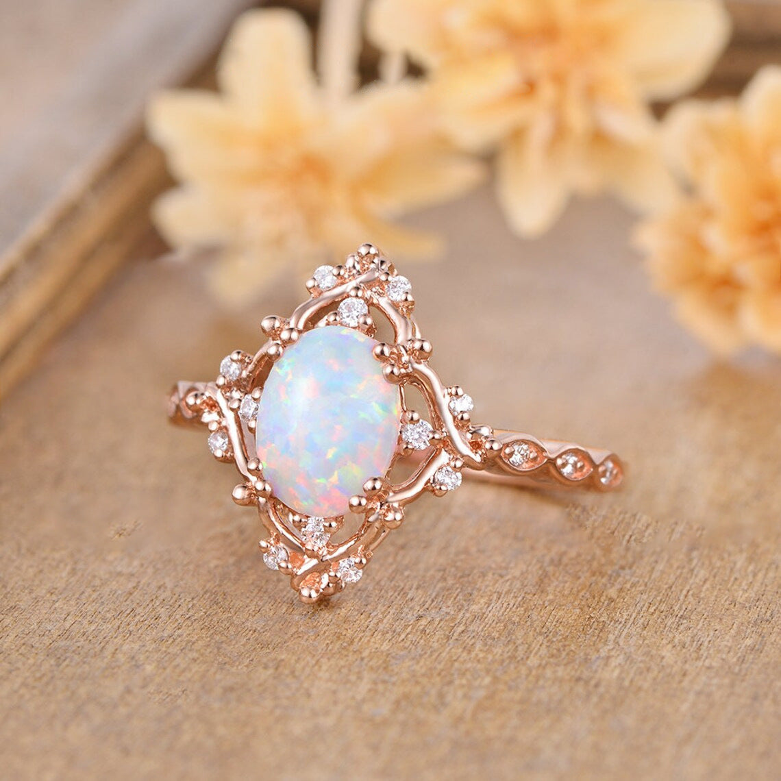 Women's White Opal Fashionable Simple Elegant Daily Versatile Ring