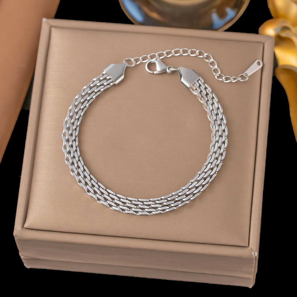 Chain Metal Rough Titanium Steel Female Clavicle Woven Snake Bracelet
