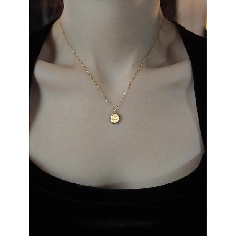 Letters Titanium Steel Geometric Round Clavicle Necklaces