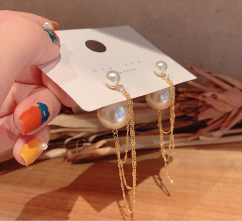 Women's Needle Elegant Long Tassel Thin Effect Earrings