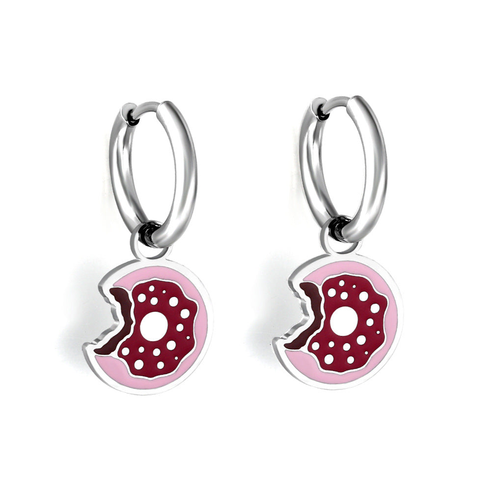 Cute Bread Strawberry Cherry Fruit Stainless Earrings