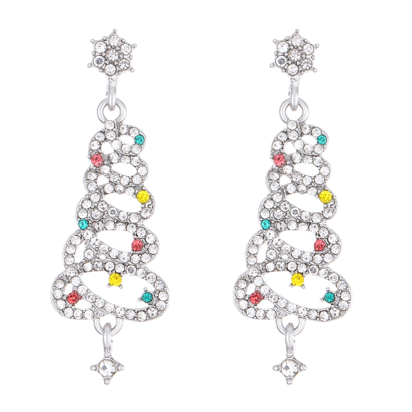 Women's Style Diamond Christmas Tree Exquisite Temperament Colorful Earrings