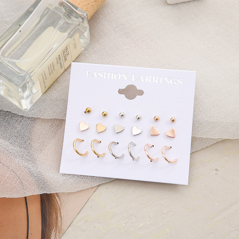 Creative Heart Female Style Simple Suit Earrings