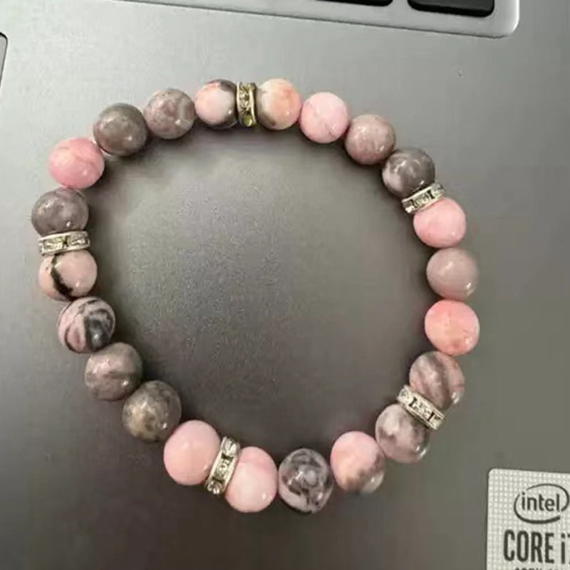 Natural Stone Essential Oil Pink Zebra Bracelets
