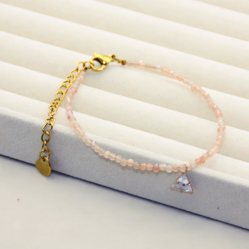 Women's Champagne Geometric Moissanite Clavicle Chain Light Luxury Minority Necklace
