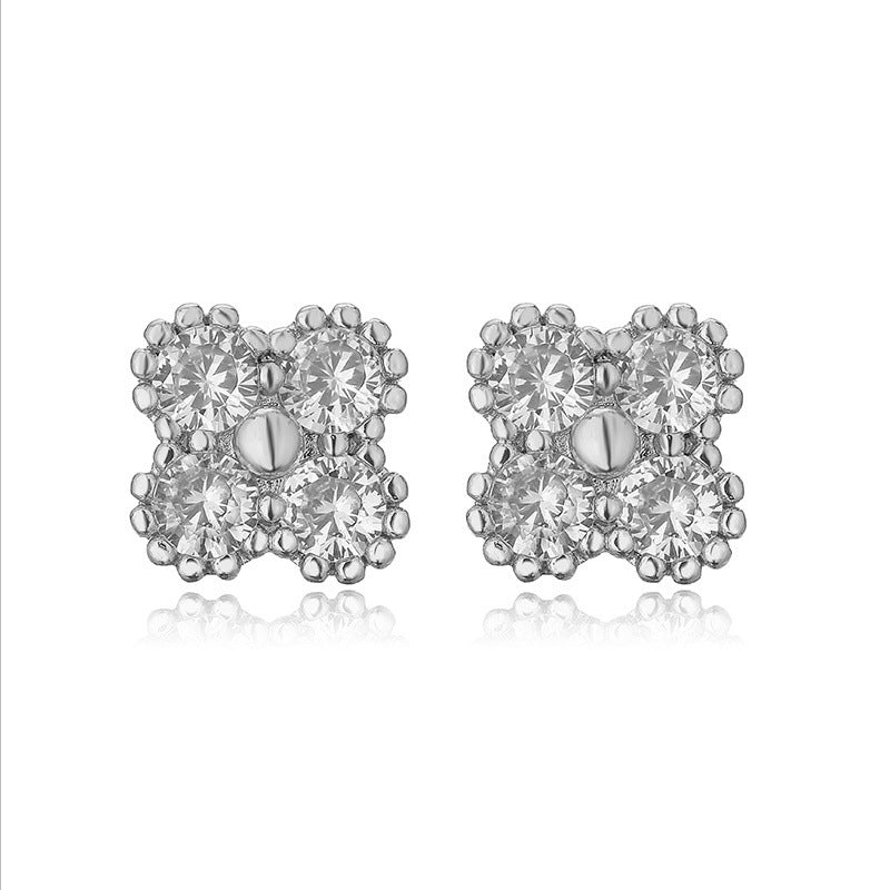 Women's Affordable Luxury Copper Inlaid Color Diamond Earrings