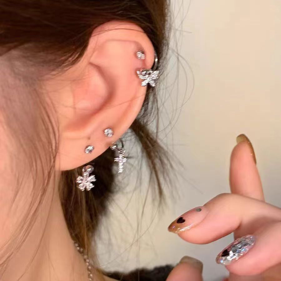 Steel Ear Bone Pin Girly Style Earrings