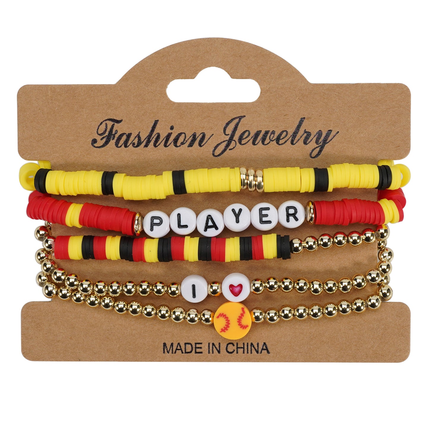 Softball Match Day Sports Beaded Stretch Bracelet
