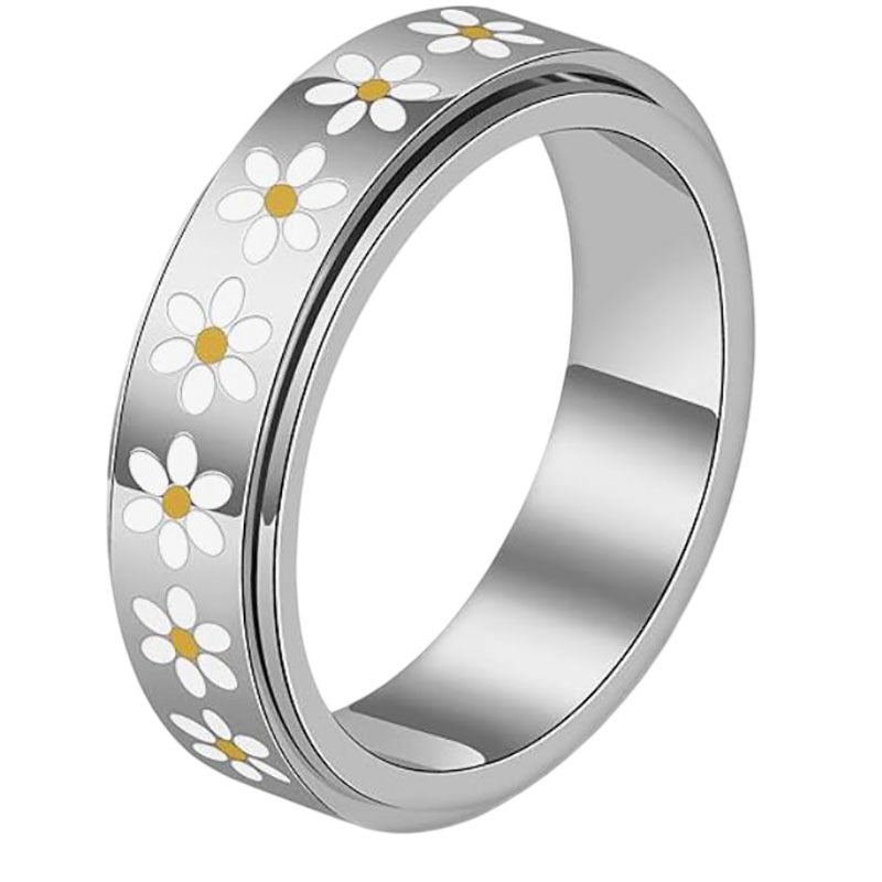 Women's Fashion Diamond Gold Stainless Steel Couple Decompression Rings