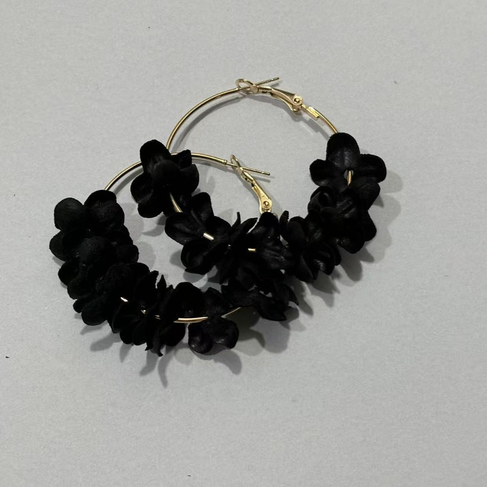 Ear Korean Fashion Temperament Female Fabric Flower Rings