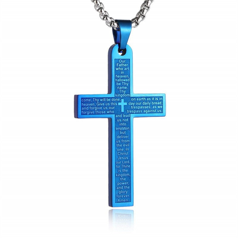 Ornament Stainless Steel Cross Shelf Scripture Necklaces