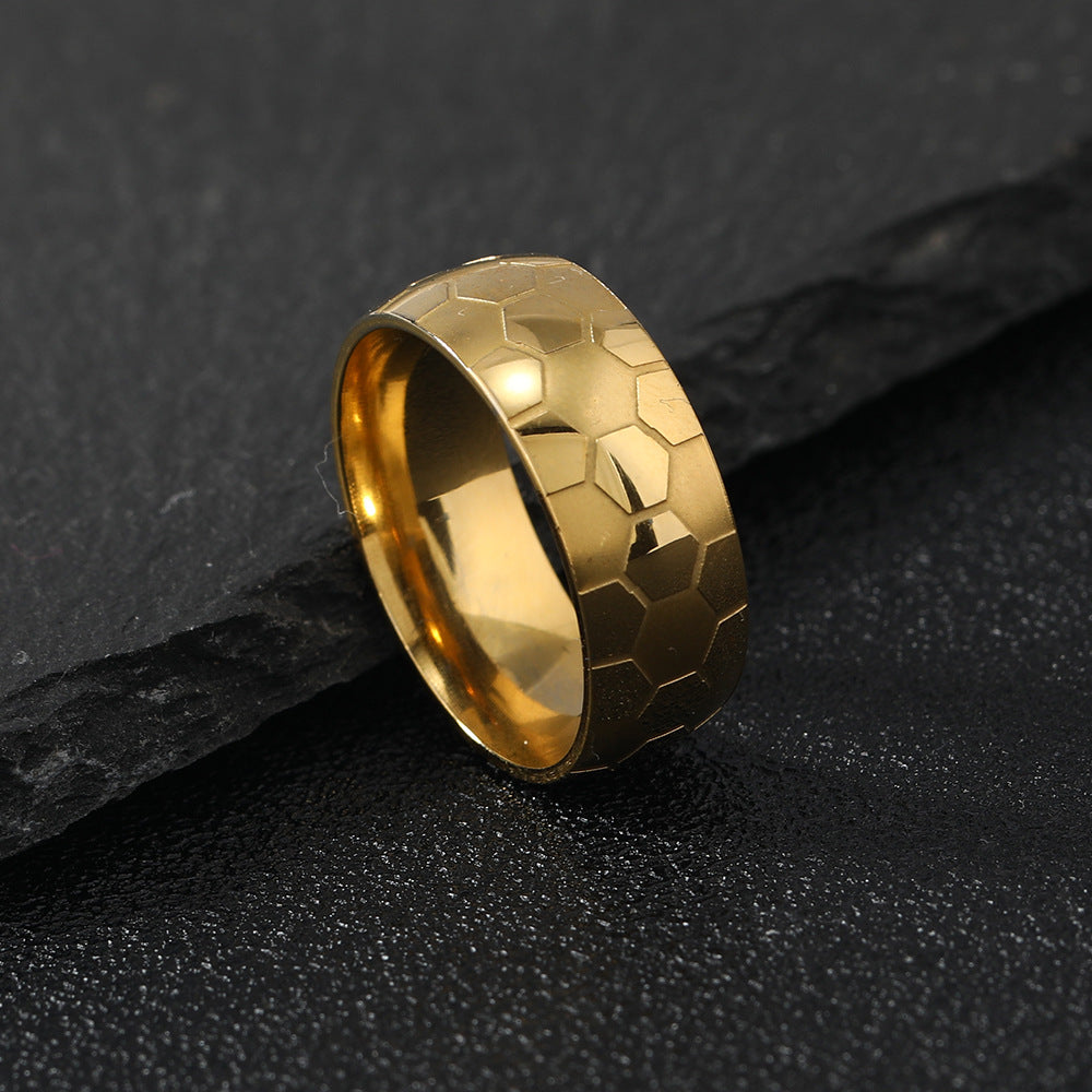 Stainless Steel Ornament Simple Football World Rings