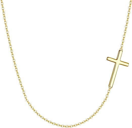Sier Lateral Cross Asymmetric Simple High Necklaces