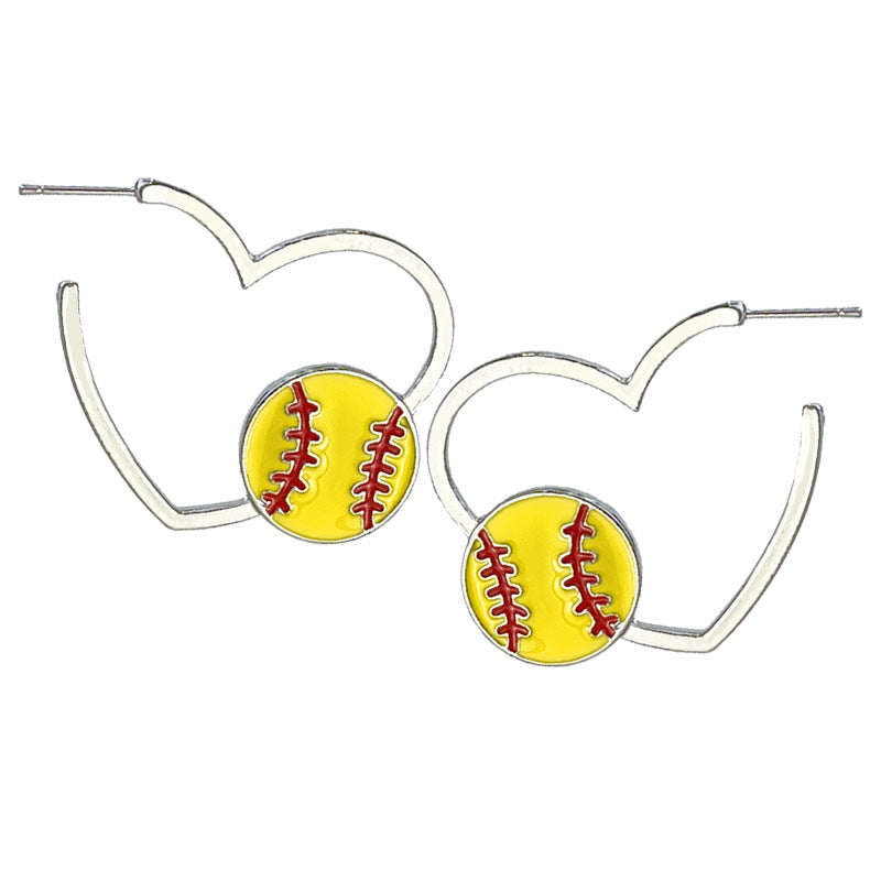 Metal Rugby Sports Theme Big Ear Basketball Earrings