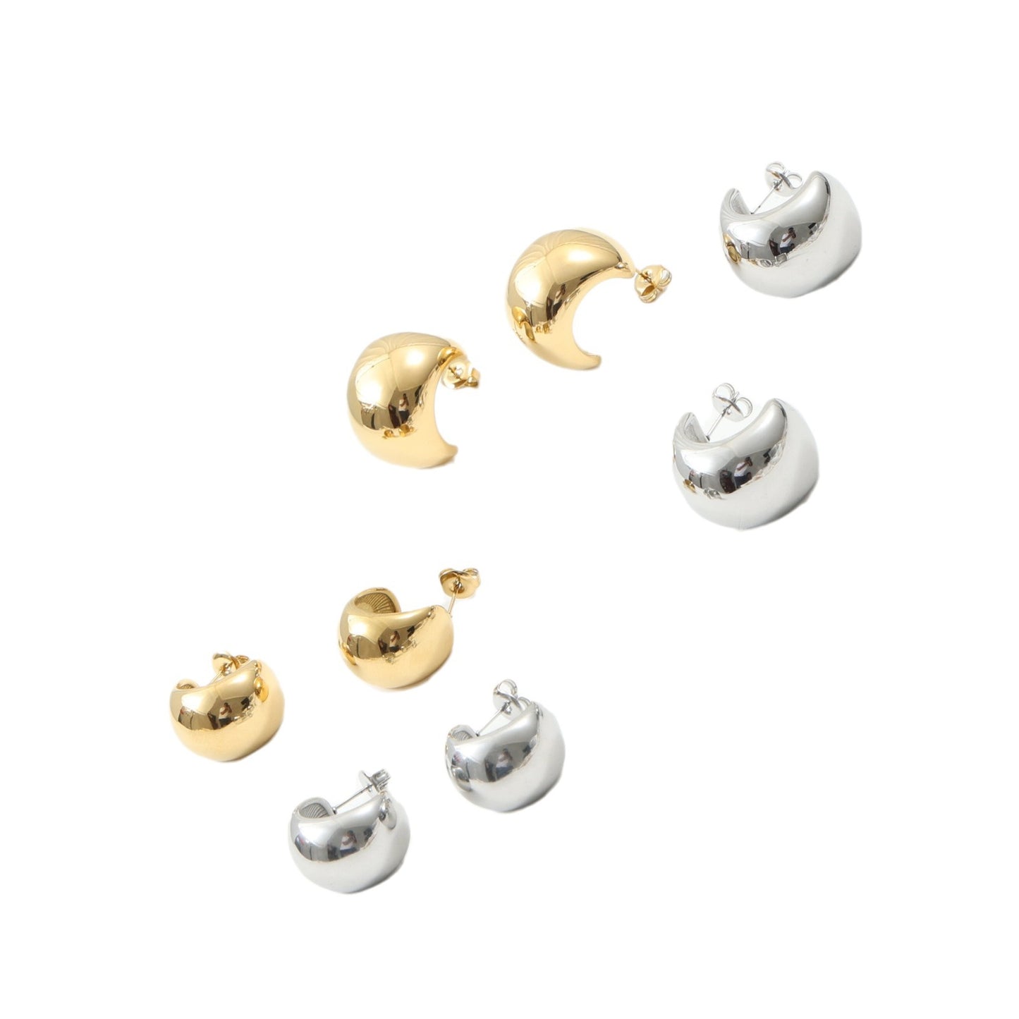Large Curved Ball Surface Titanium Steel Earrings