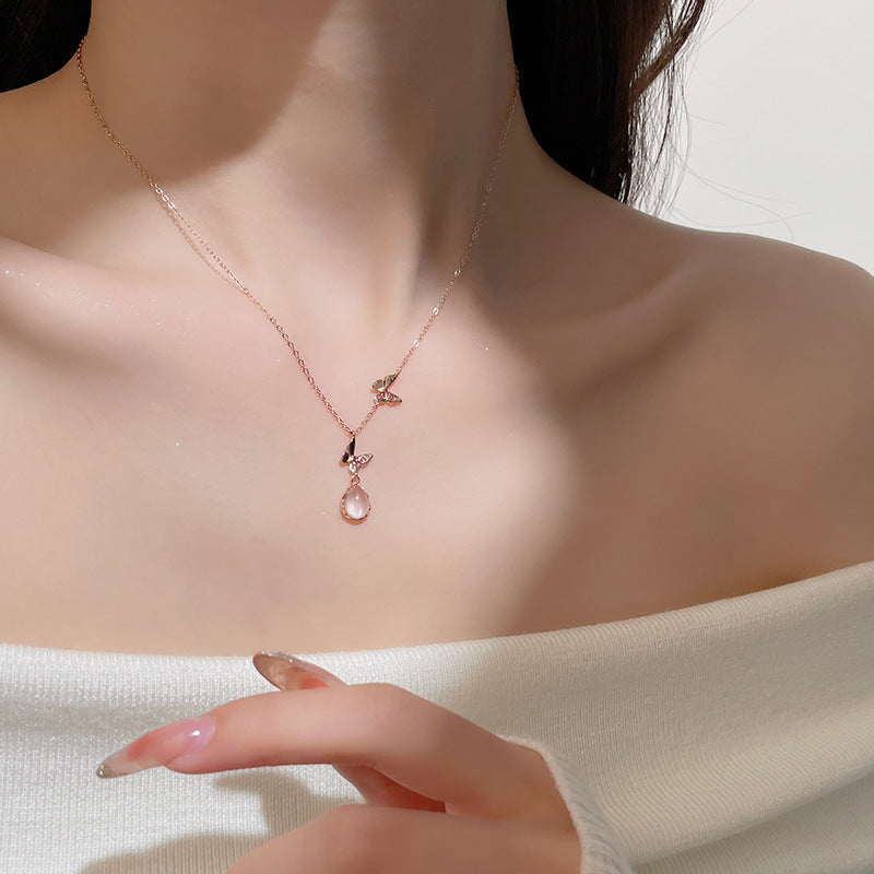 Female Korean Version Of Style Ross Quartz Clavicle Pendants