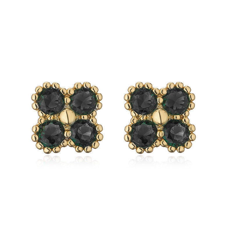 Women's Affordable Luxury Copper Inlaid Color Diamond Earrings
