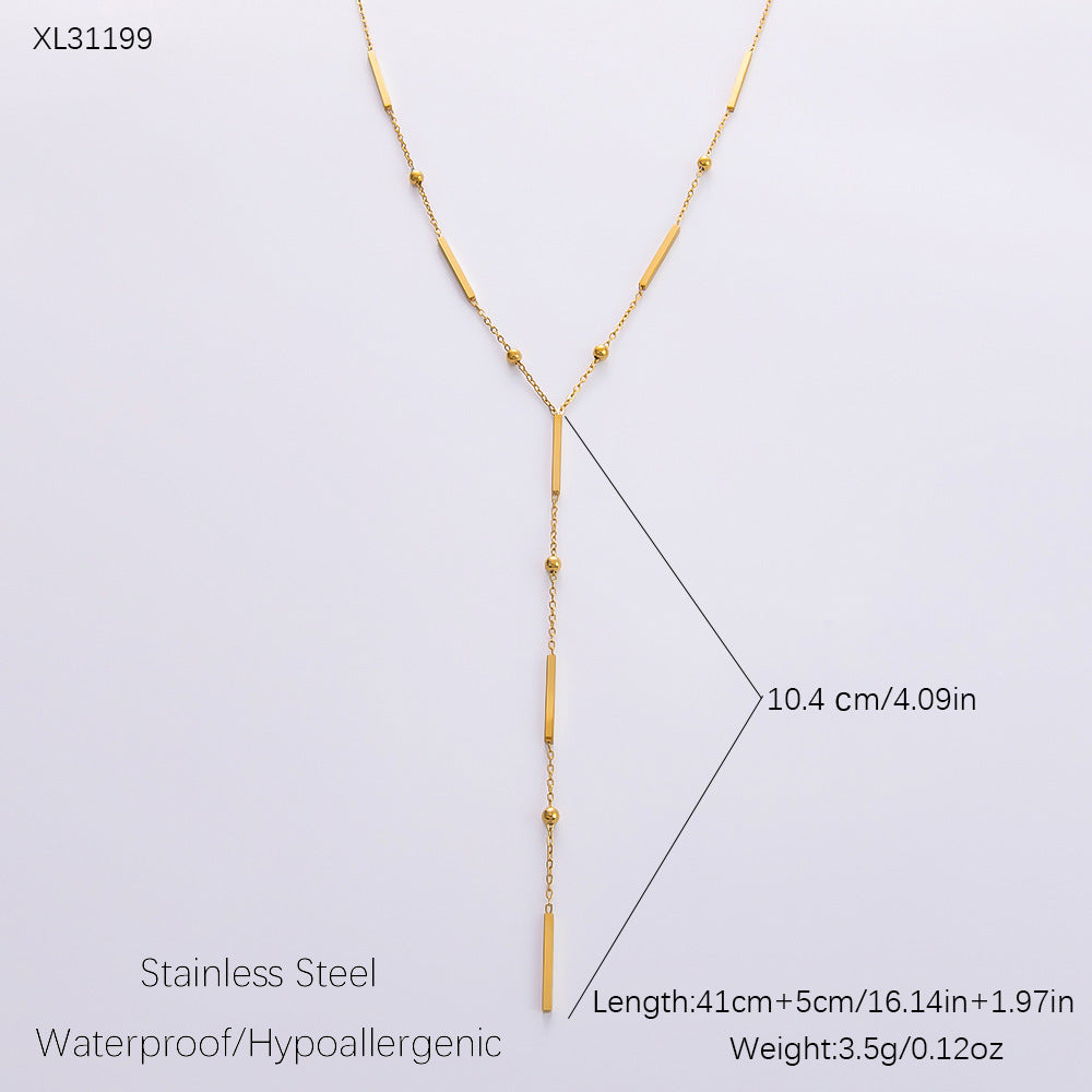 Women's Elegant Stainless Steel Gold-plated Diamond Jewelry Necklaces