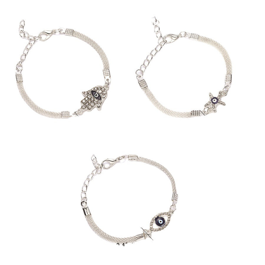 Women's & Men's Fashion Blue Eyes Evil Eye Sier-plated Bracelets