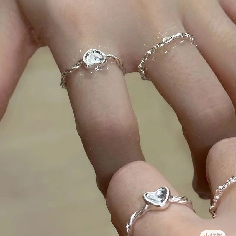 Women's Minimalist Design Niche Sweetheart Twisted Woven Rings