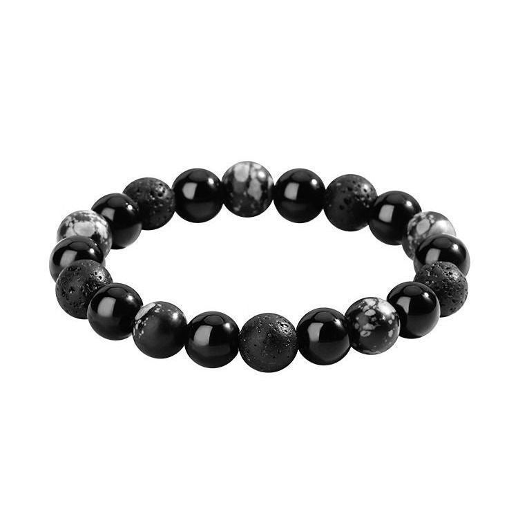 Men's Stone High-grade Black Beaded Retro Minority Design Simple Bracelet