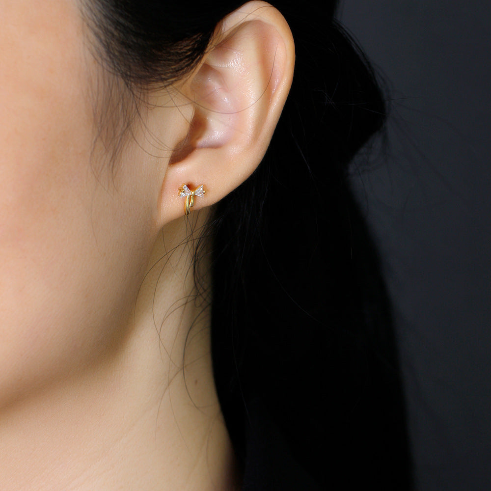 Women's Simple High-grade Bow-shaped Sterling Sier All Earrings