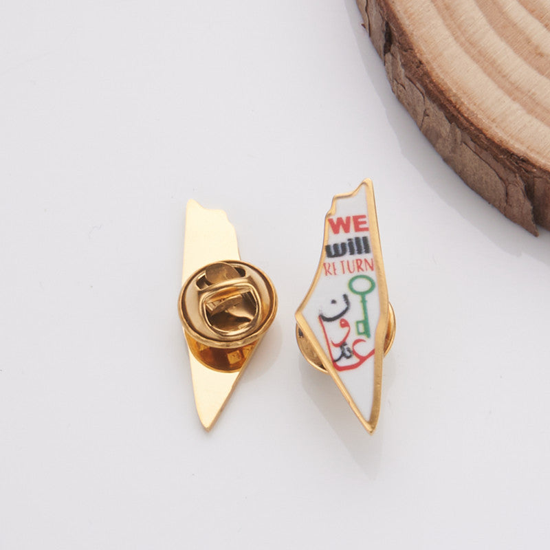 Oil Dripping Vintage Palestine Map Stainless Steel Necklaces