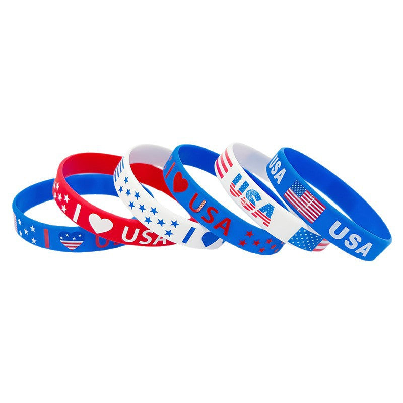 Day Flag Rubber Wrist Strap Holiday Commemorative Bracelets