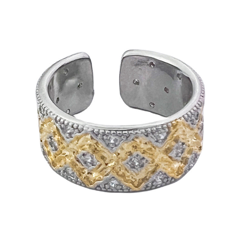 Women's Open Wheat Plated Inlaid Zircon Special Interest Rings
