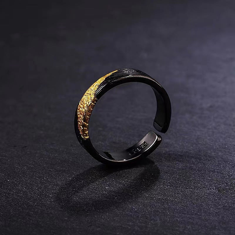 Men's Thai Sier Index Finger Gold Simple Rings