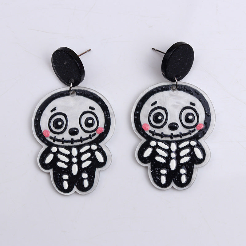 Fashion Skull Spider Web Ghost Mummy Earrings