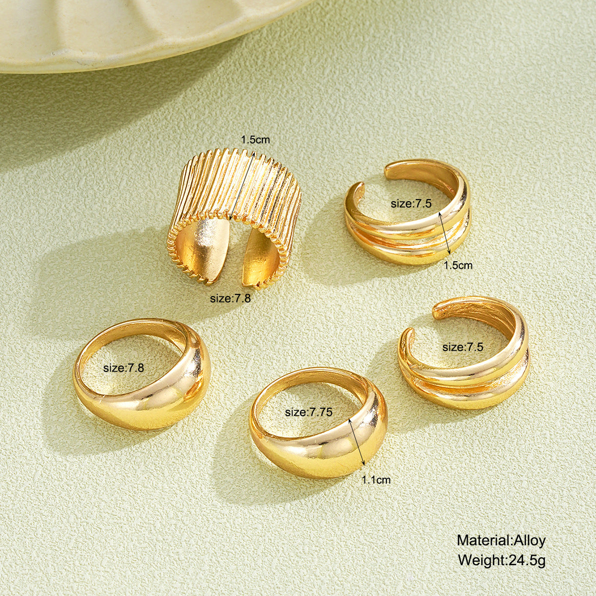 Glossy Double Water Drop Alloy Simple Rings