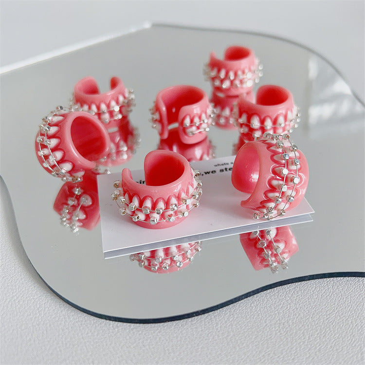 Funny Tooth Female Acrylic Cute Cartoon Rings