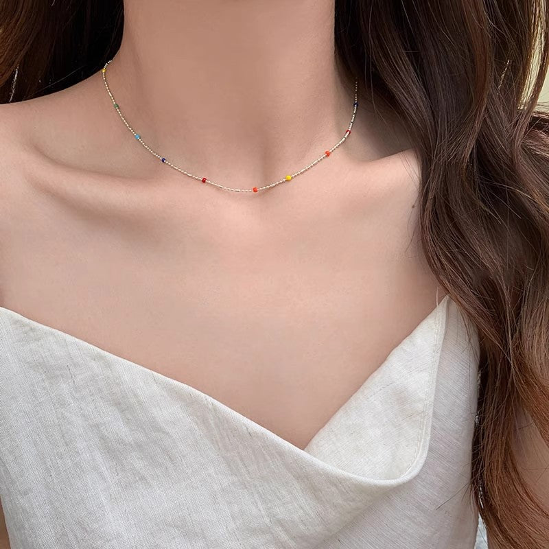 Niche Round Dopamine Grain Of Rice Necklaces