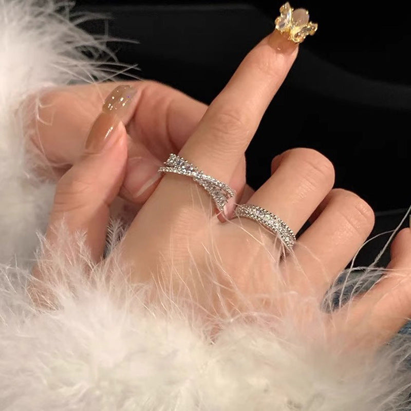 Women's Design Staggered Zircon Metal Open For Rings