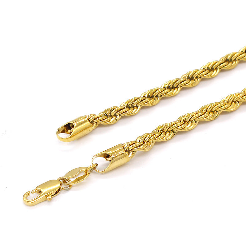 Style Hemp Flowers Chain Vacuum Electroplating Couple Necklaces