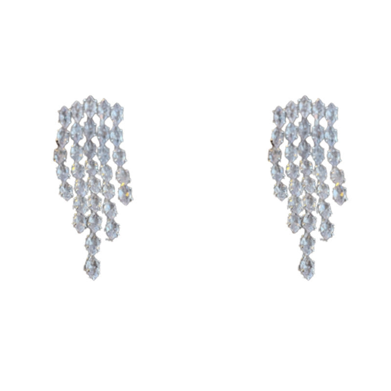 Women's Sier Light Luxury Long Tassel Exaggerated Earrings
