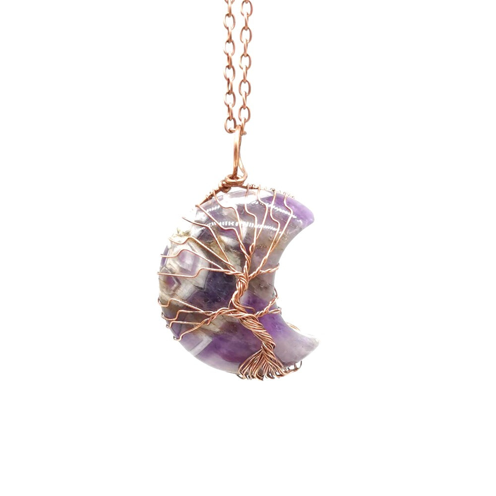 Bronze Moon Natural Stone Winding Lucky Necklaces