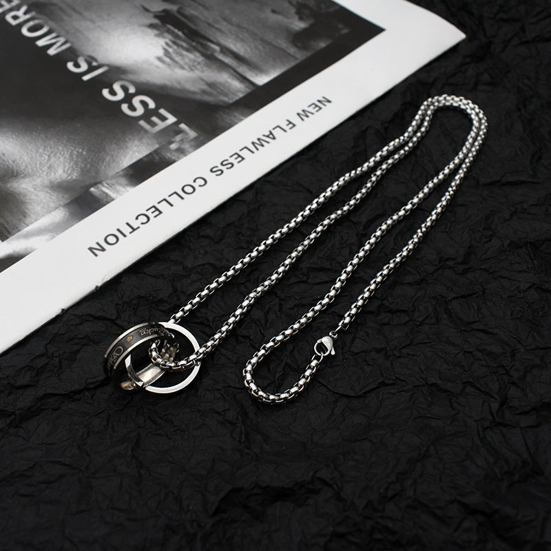 Women's & Men's Steel No Fading Double Round Simple Necklaces