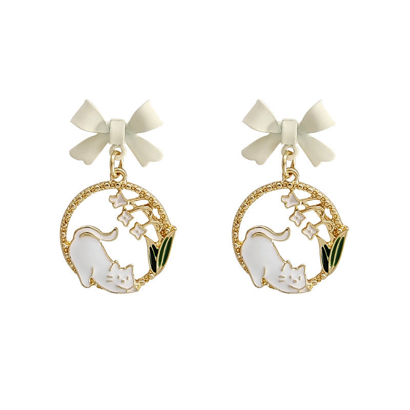 Graceful Summer Bow Naughty Cat Flower Rings