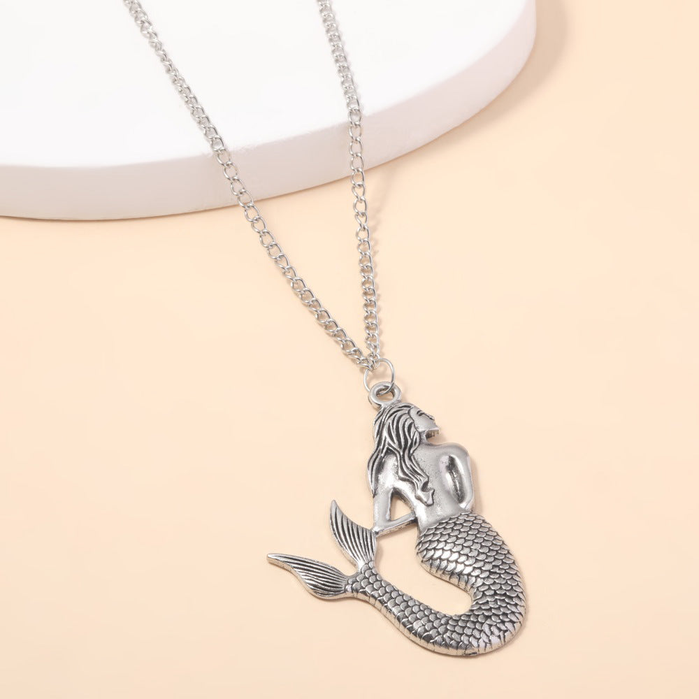 Women's Ornament Retro Mermaid Long Sweater Chain Necklaces