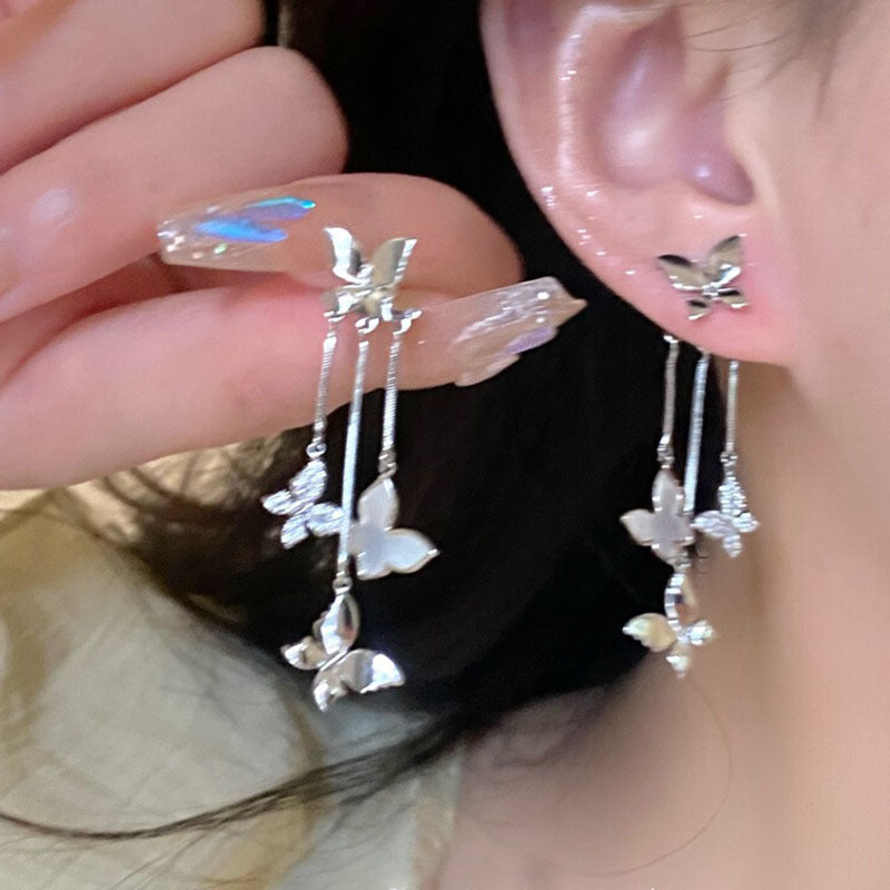 Light Luxury Minority Bow Pearl Graceful Long Earrings